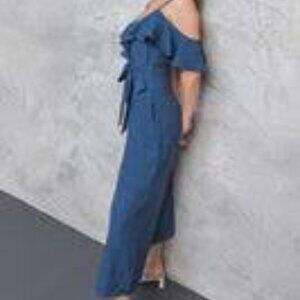NWOT Jealous Tomato Cold Shoulder Jumpsuit in Blue - Size L
